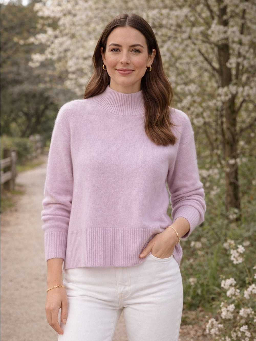 Vince Wool Cashmere Mock Neck Sweater Pink Relaxed Knit XS
